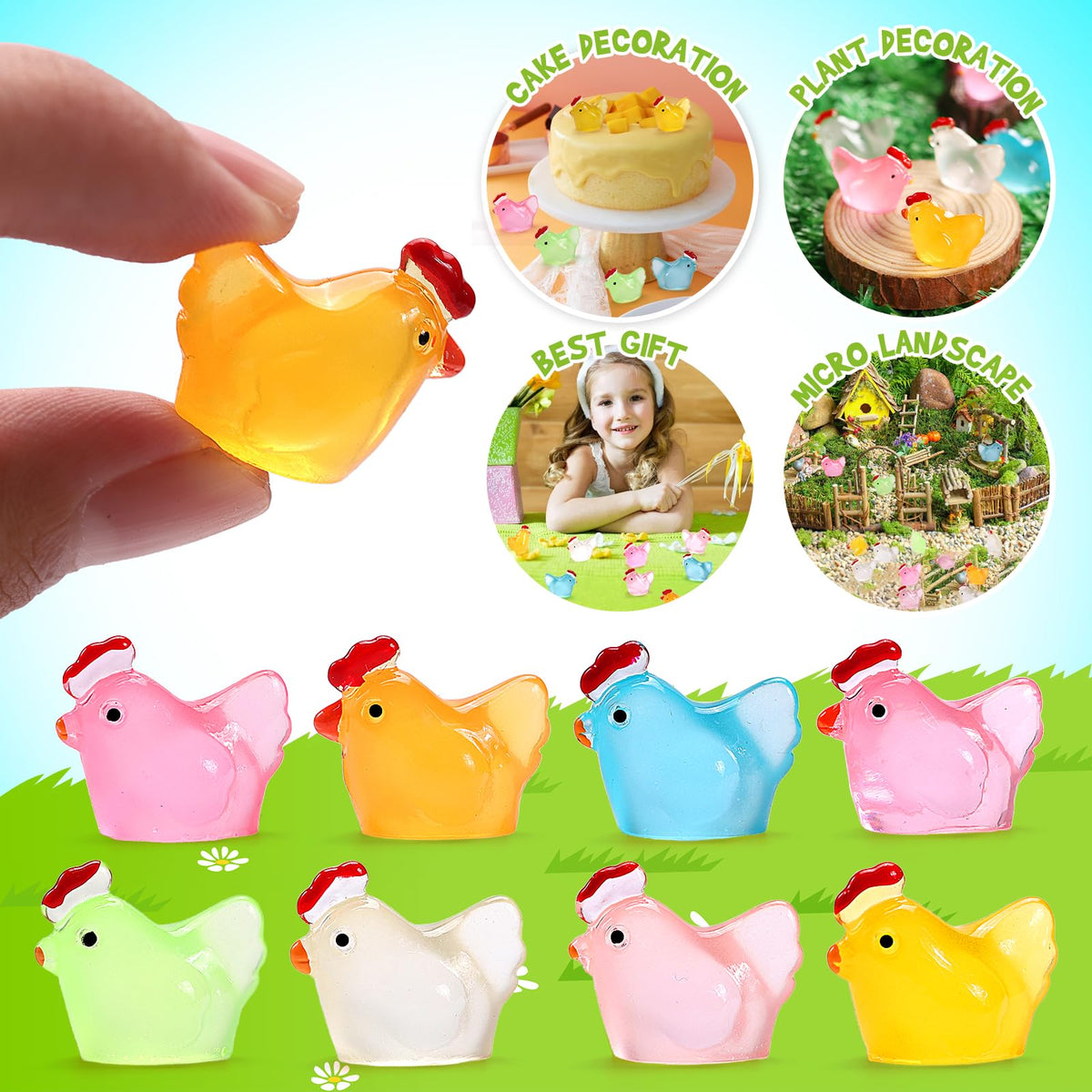 XGBDL tiny chicken miniatures for DIY crafts and party decor