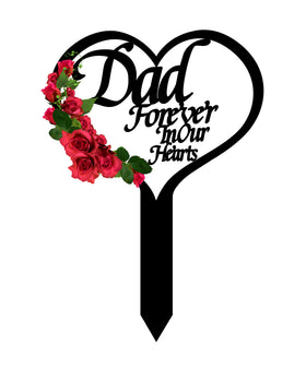 XGBDL memorial marker with black flowers for graveside decor