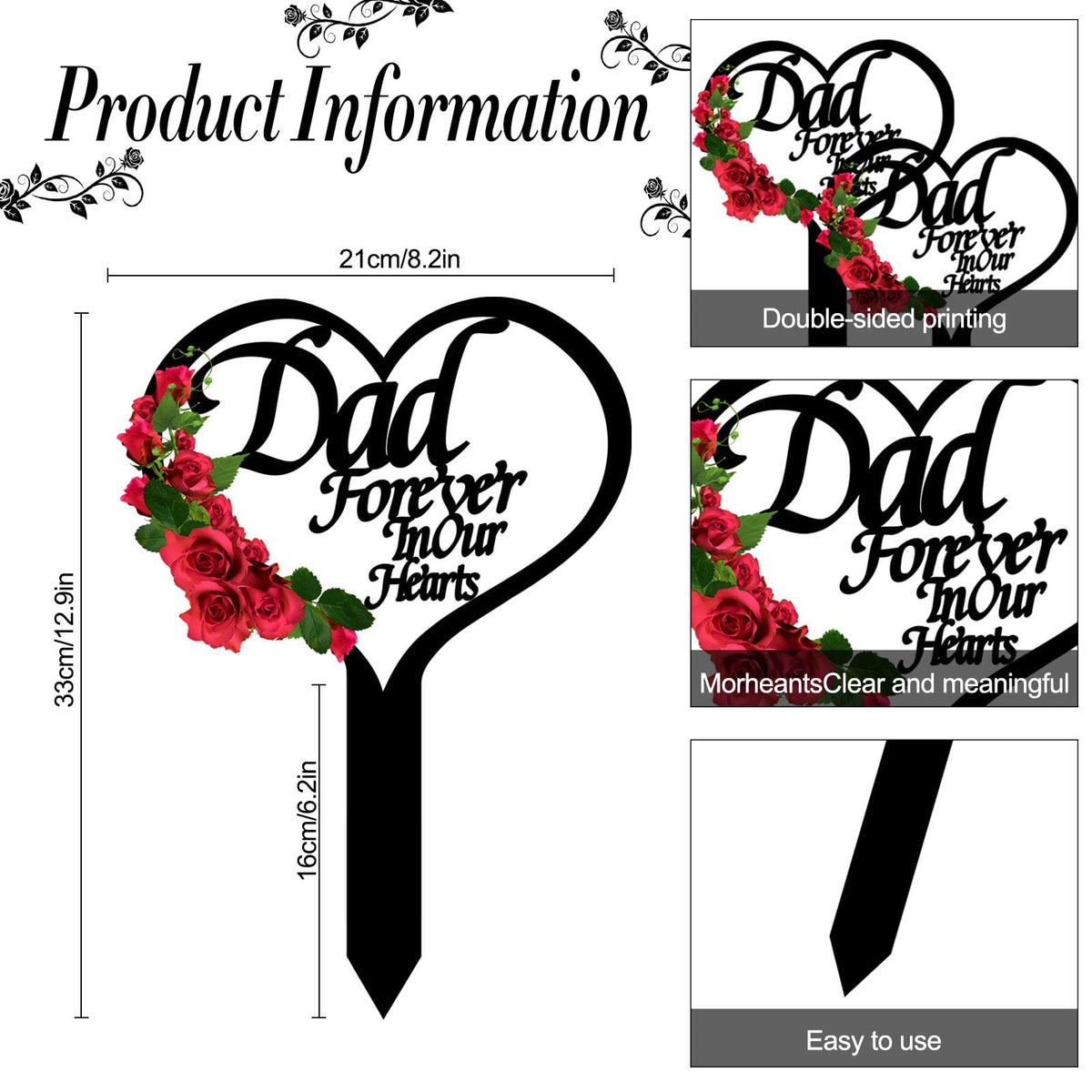 XGBDL memorial marker hollow-cutout design enhances grave site decor
