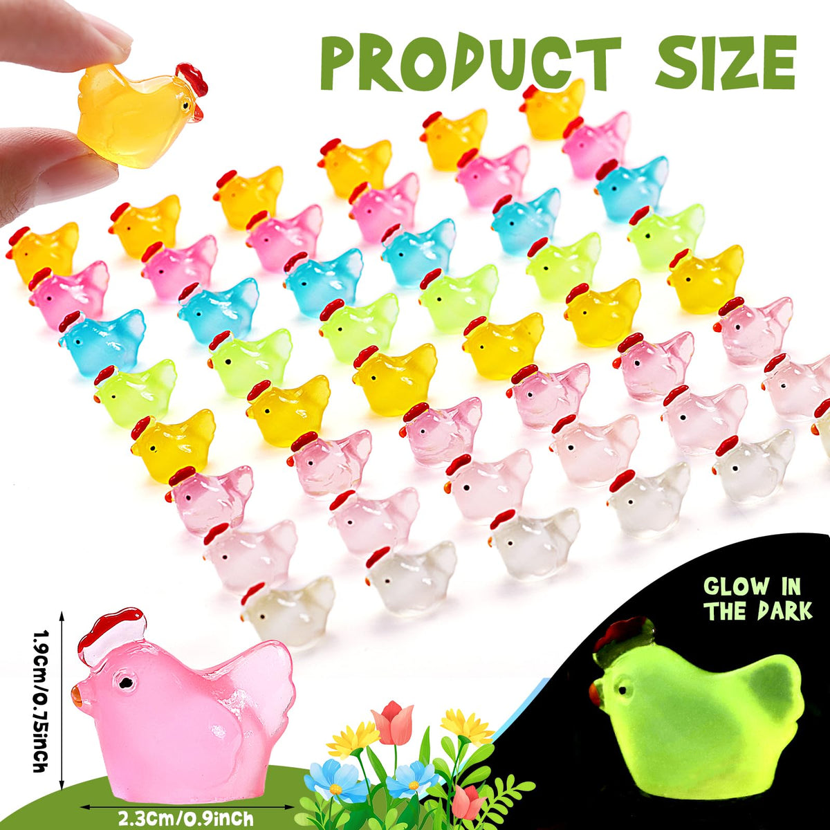 XGBDL resin chickens in eight colors brighten garden and terrarium landscapes