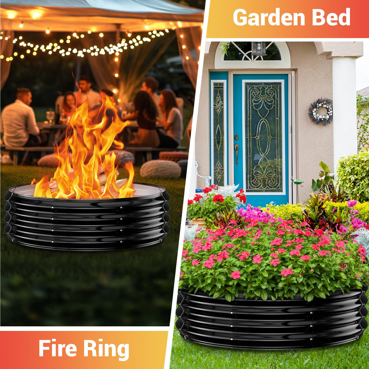 XGMDD easy-assembly fire pit ring for quick setup.