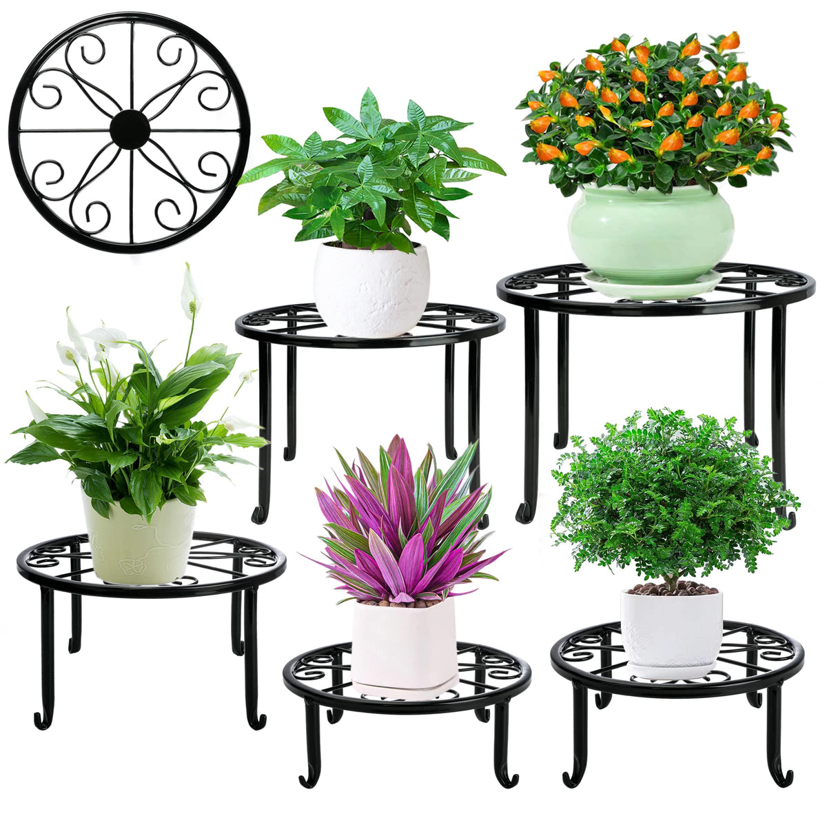 Xgunion metal plant stand 11inch diameter round base supports heavy pots indoors
