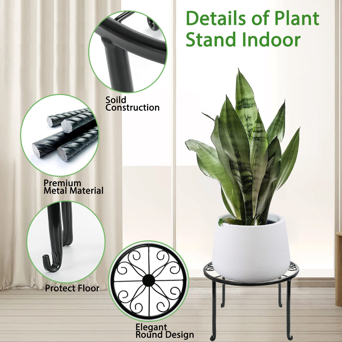 Xgunion metal plant stand 9point1inch diameter round base for large indoor plants