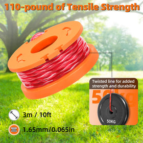 Pre-wound WA0010 spool with 10 ft of 0.065 inch line.