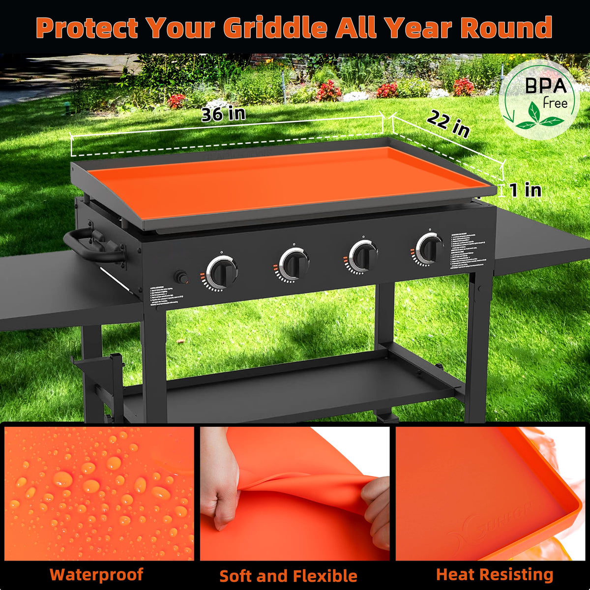 Xgunion Silicone Griddle Mat high-edge design keeps moisture away