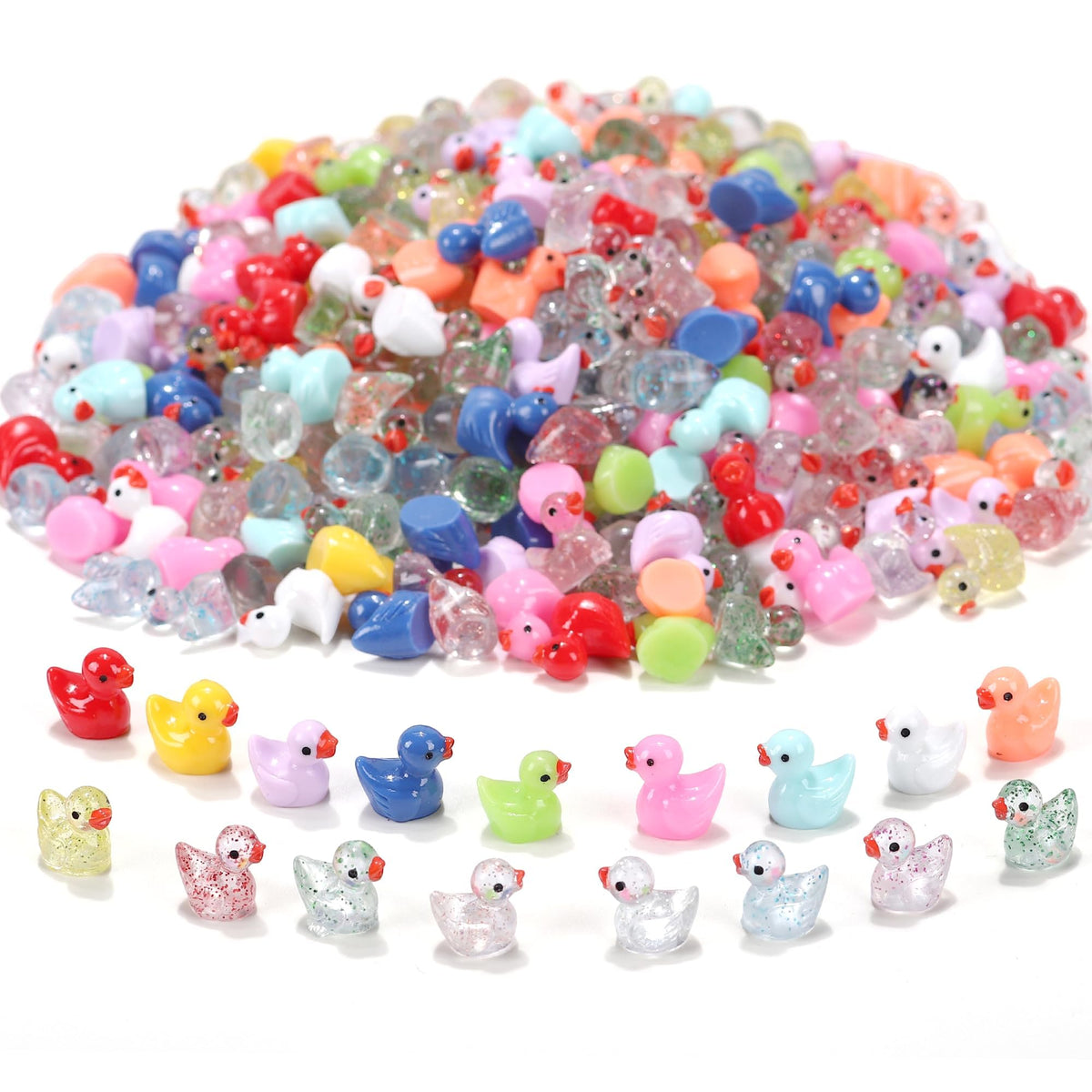 XHDMY 85-pcs glitter mini ducks for fairy gardens and crafts