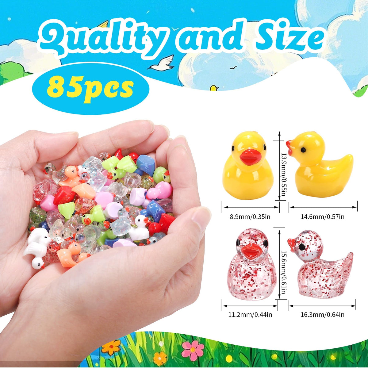 XHDMY mini resin ducks in aquarium-ready colors for tank decor