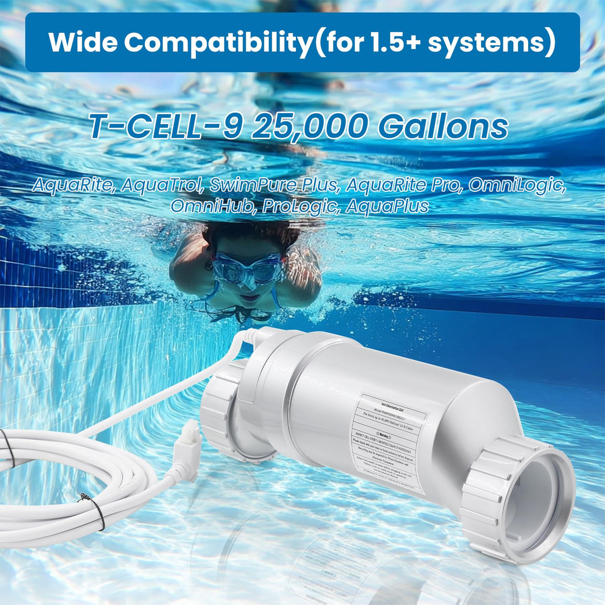 XHHEZQ titanium-core salt cell offers a 3+ year lifespan for durable pool chlorine control.