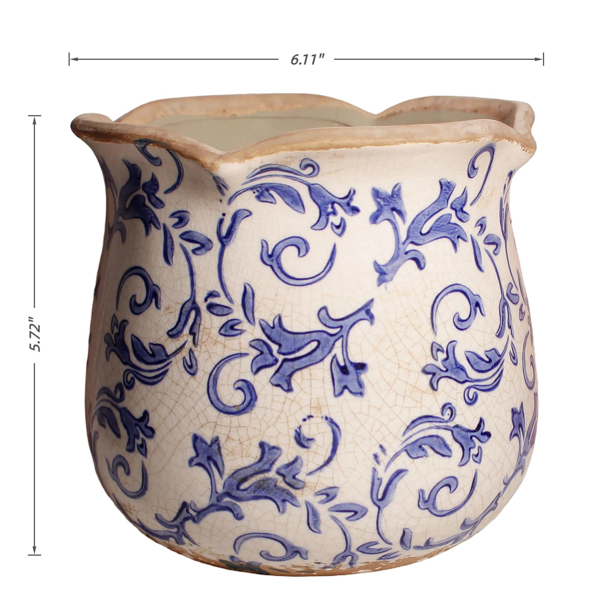 Xiaan Jiaju crackle glaze planter ideal for indoor plants and desks.
