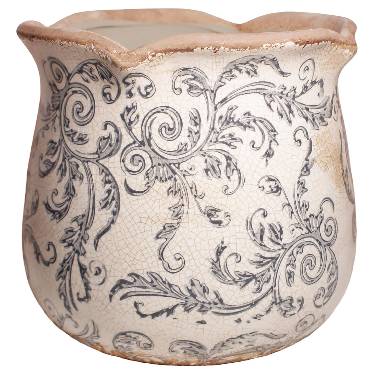 Xiaan Jiaju crackle glaze planter with drainage hole for indoor plants