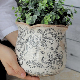 Xiaan Jiaju grey swirl ceramic planter adds subtle texture