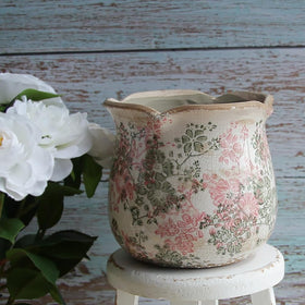 Xiaan Jiaju indoor plant pot features crackle glaze texture for visual interest.