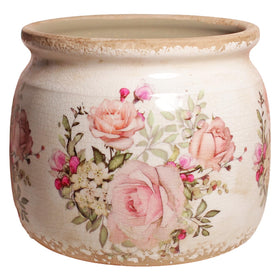 Xiaan Jiaju rose pattern crackle glaze pot enhances indoor greenery with vintage charm