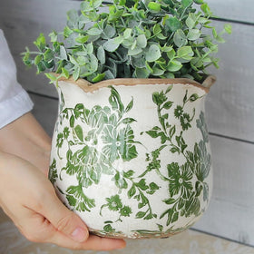 Xiaan Jiaju Tuscan ceramic plant pot suited for indoor flowers and small greenery.