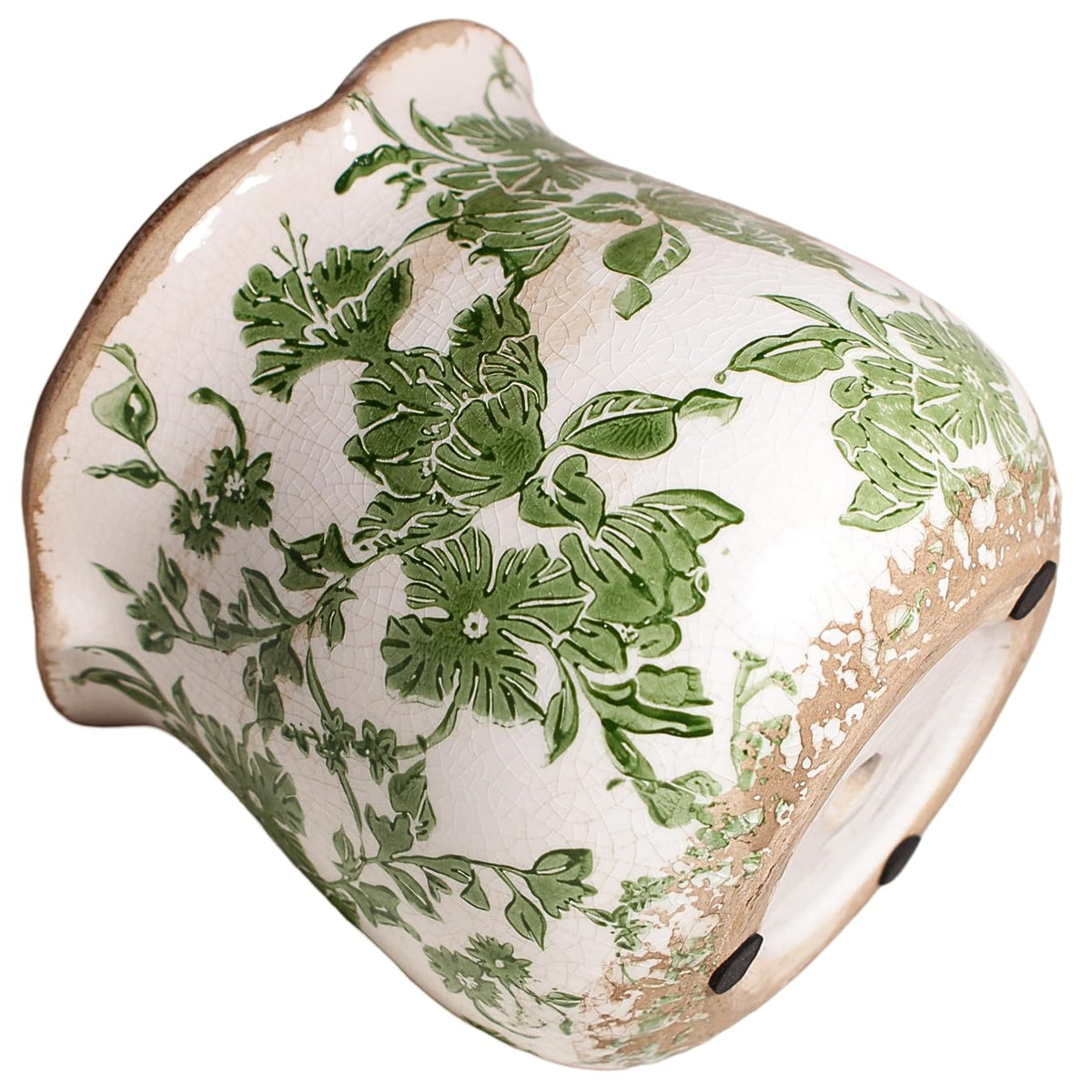 Xiaan Jiaju Tuscan ceramic plant pot features distressed details for character.