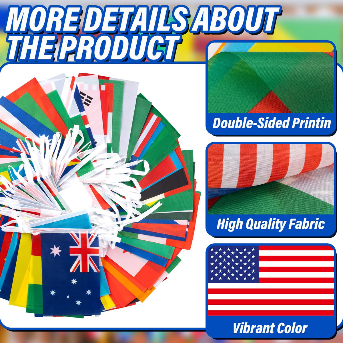 XIFAN 84ft flag string creates a long, festive backdrop for parties and bars.