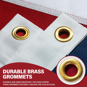 XIFAN flag brass grommets and strong header enable secure outdoor hanging.