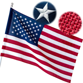 XIFAN 3x5 ft American flag sleeve for durable outdoor display in windy conditions.