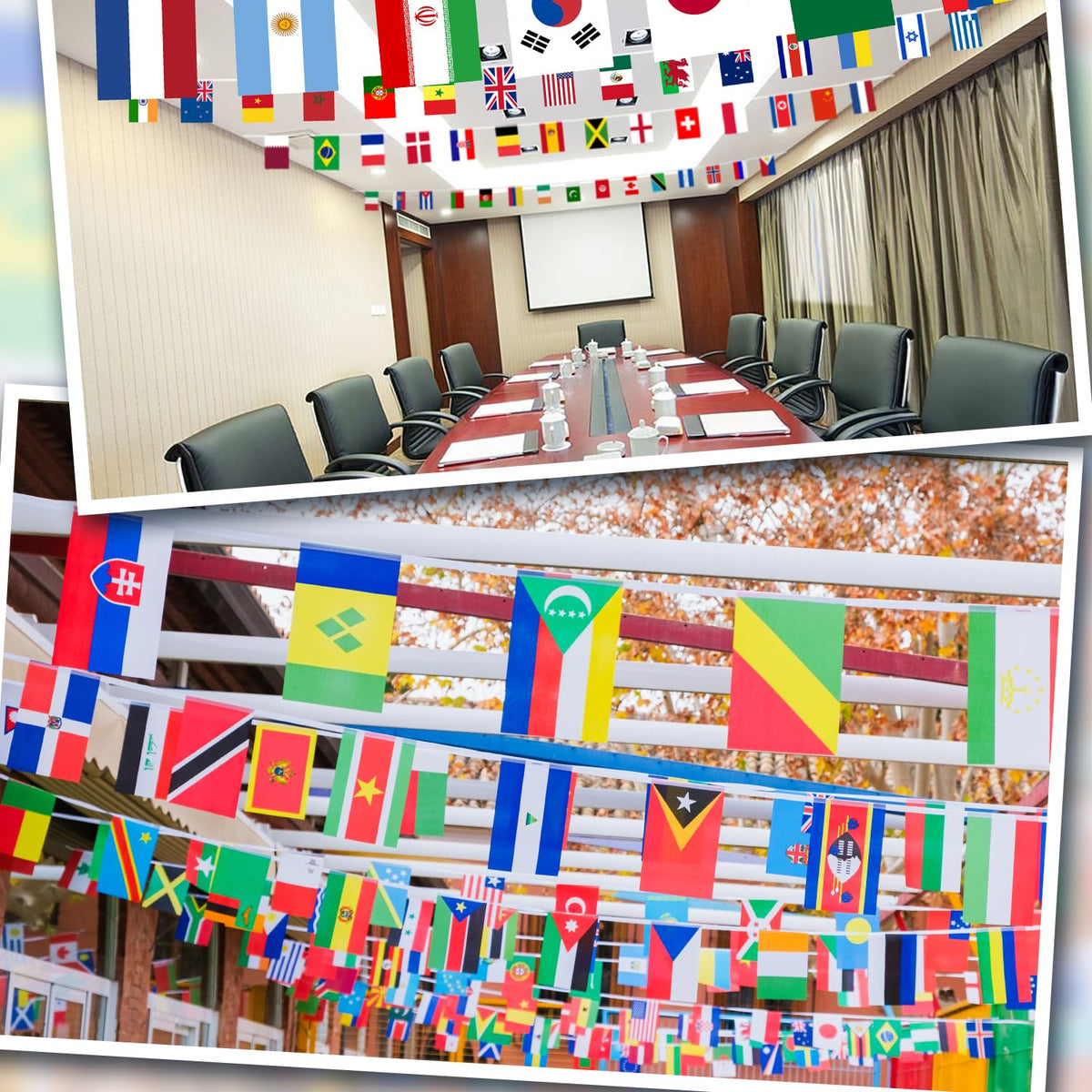 XIFAN flag banner pack shows 100 randomly selected country flags for diverse displays.