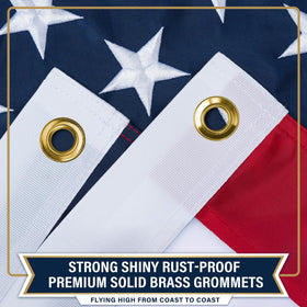 XIFAN flag fly-end stitching detail shows tearproof construction for strong wind.