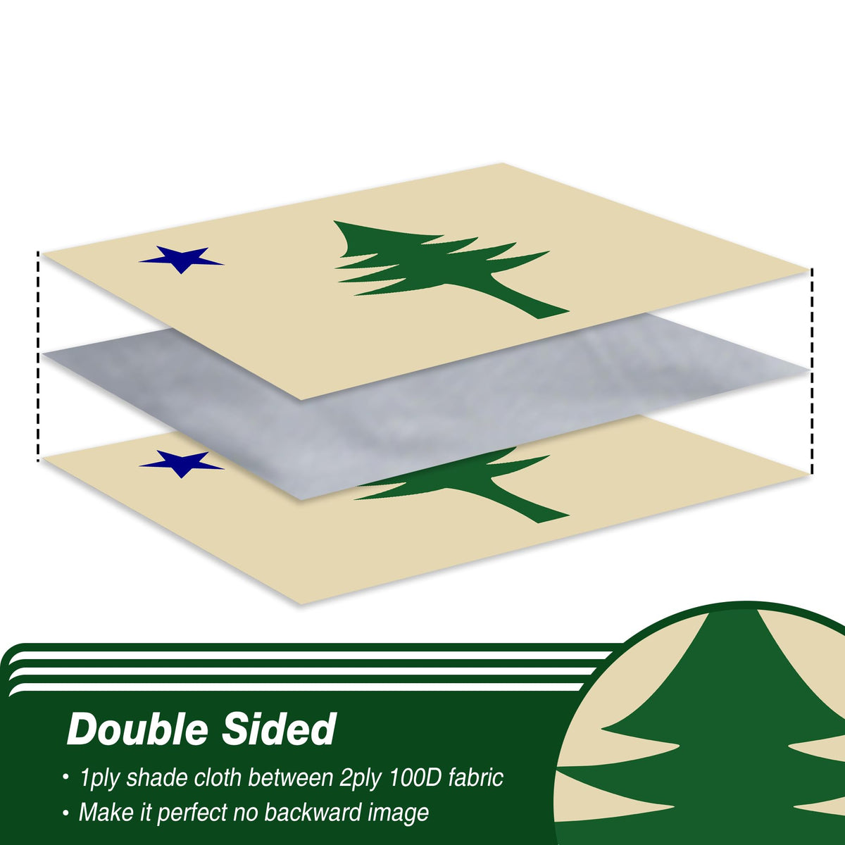 XIFAN Maine flag double-sided design visible from both sides