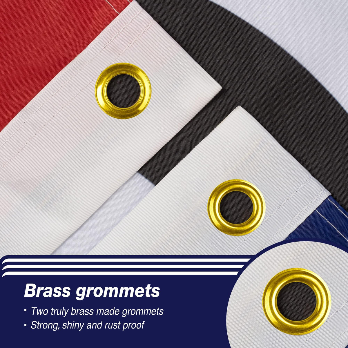 XIFAN Open Flag brass grommets enable secure outdoor hanging.