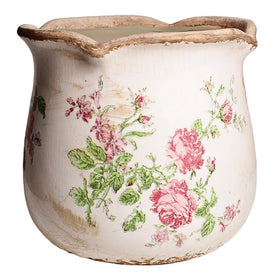 Xiaan Jiaju shabby chic flower pot with pink rose design ideal for bright indoor decor and plant display