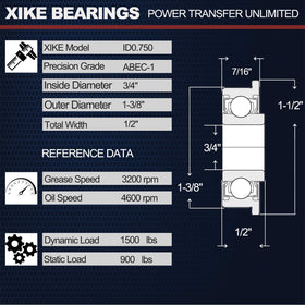 XIKE bearing seal keeps grease in and contaminants out for longer life.