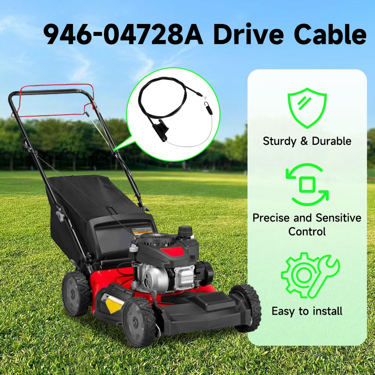 XIKOBY conduit length guides cable routing for consistent drive engagement.