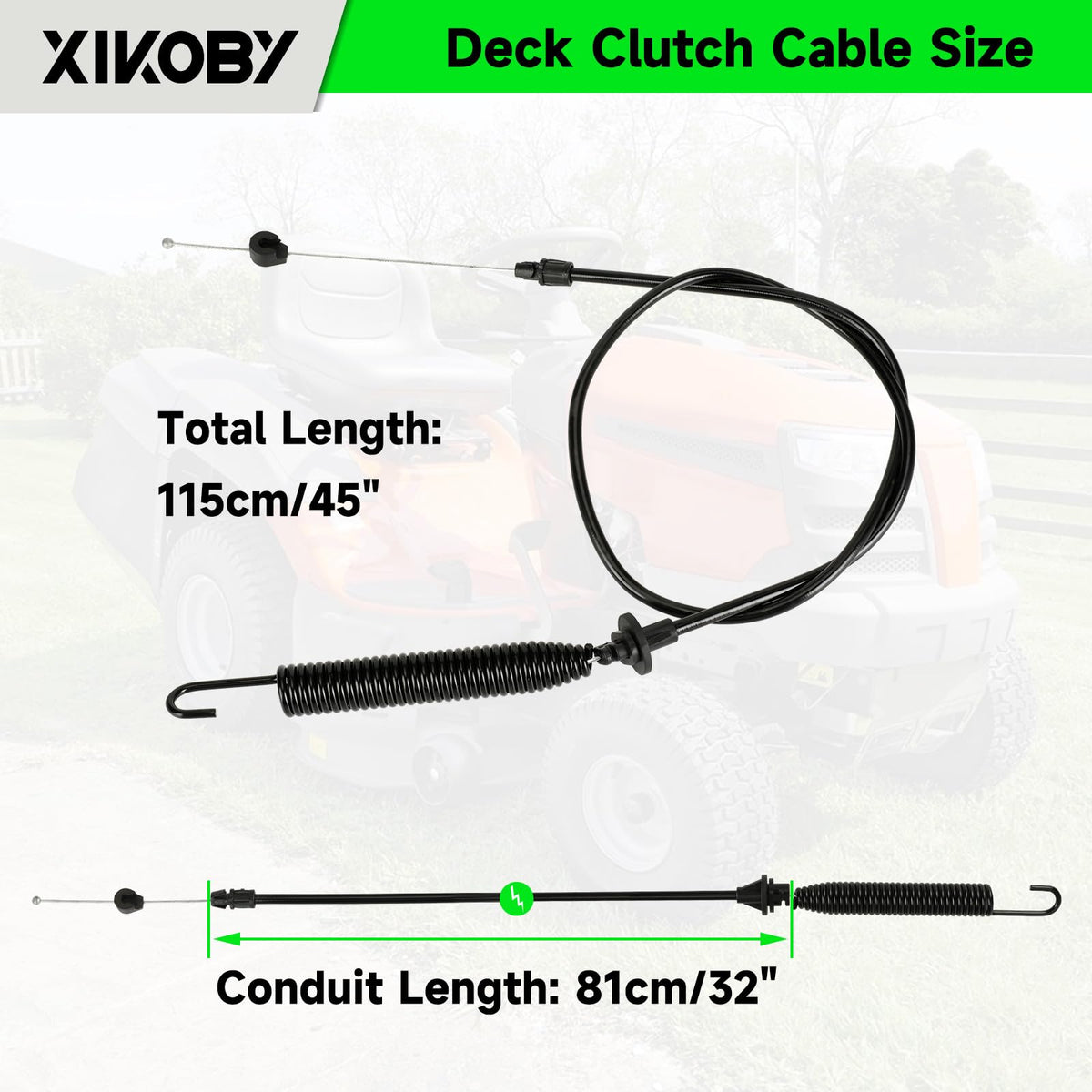 XIKOBY riding mower deck area emphasizes easy engagement workflow.