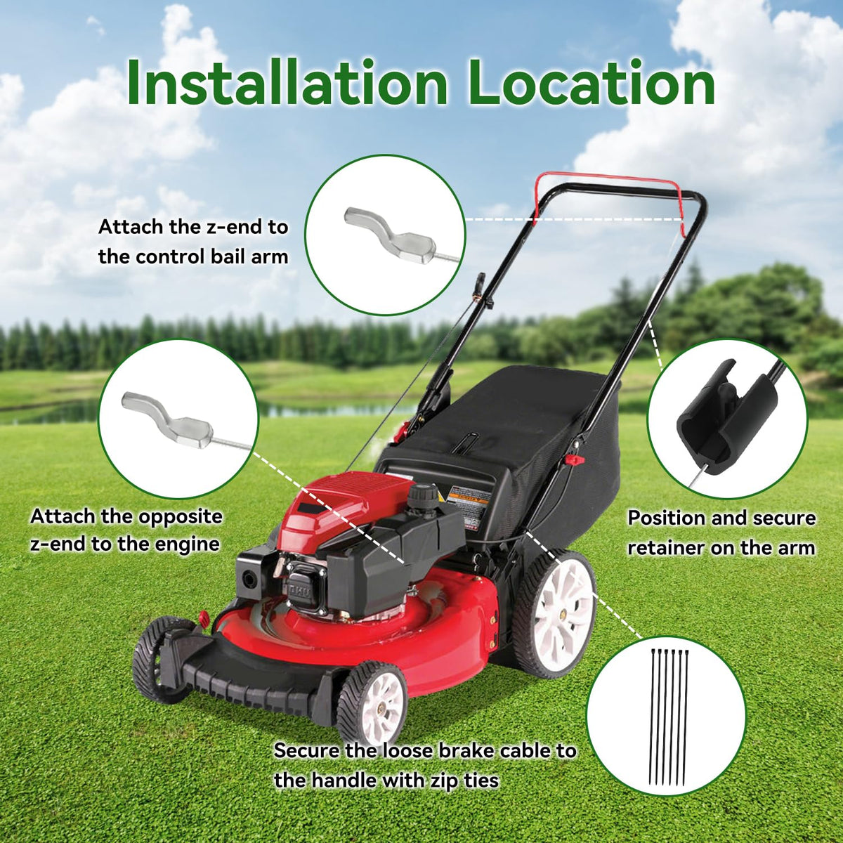 XIKOBY throttle cable replacement assembly delivers smooth mower operation.