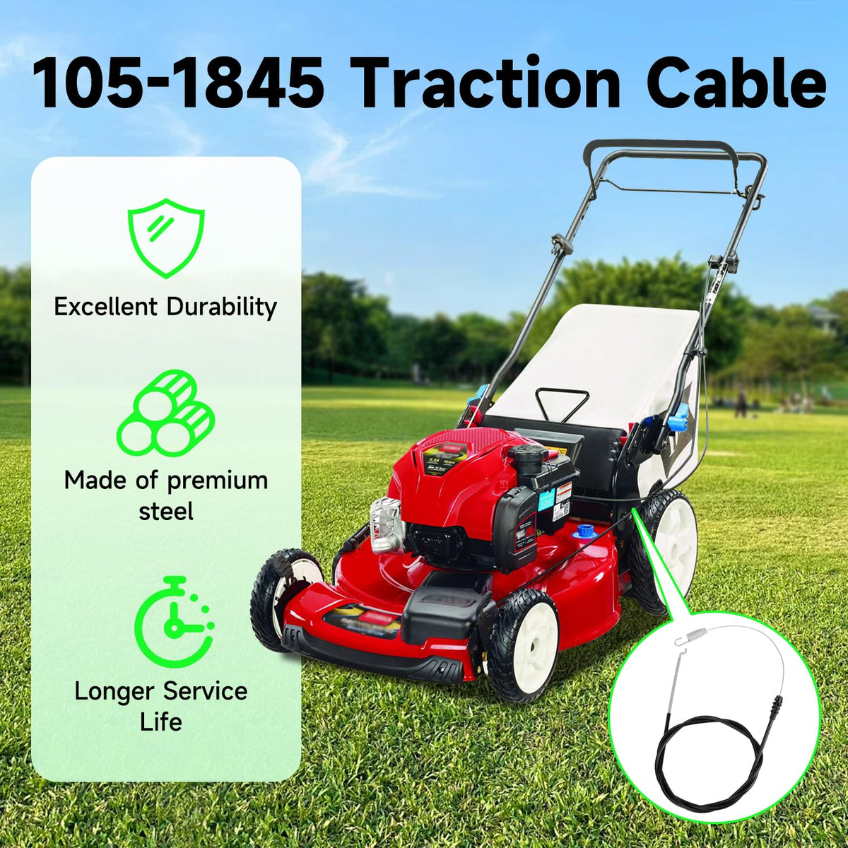 XIKOBY 290-931 traction cable for Toro front-drive, improves self-propelled mowing