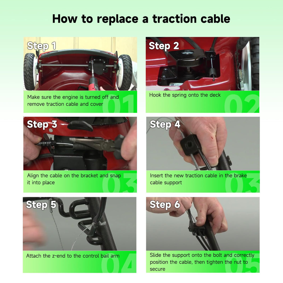 XIKOBY 68-inch traction cable length, fits Toro Recycler drive system