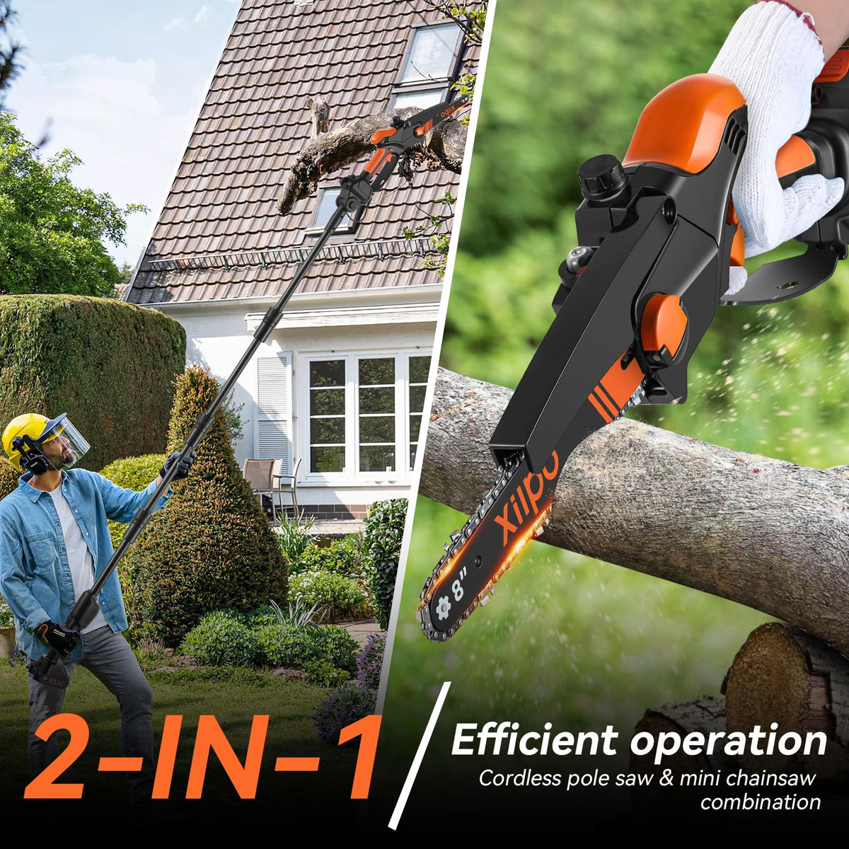 Xilpo adjustable cutting head enables precise pruning from ground level.