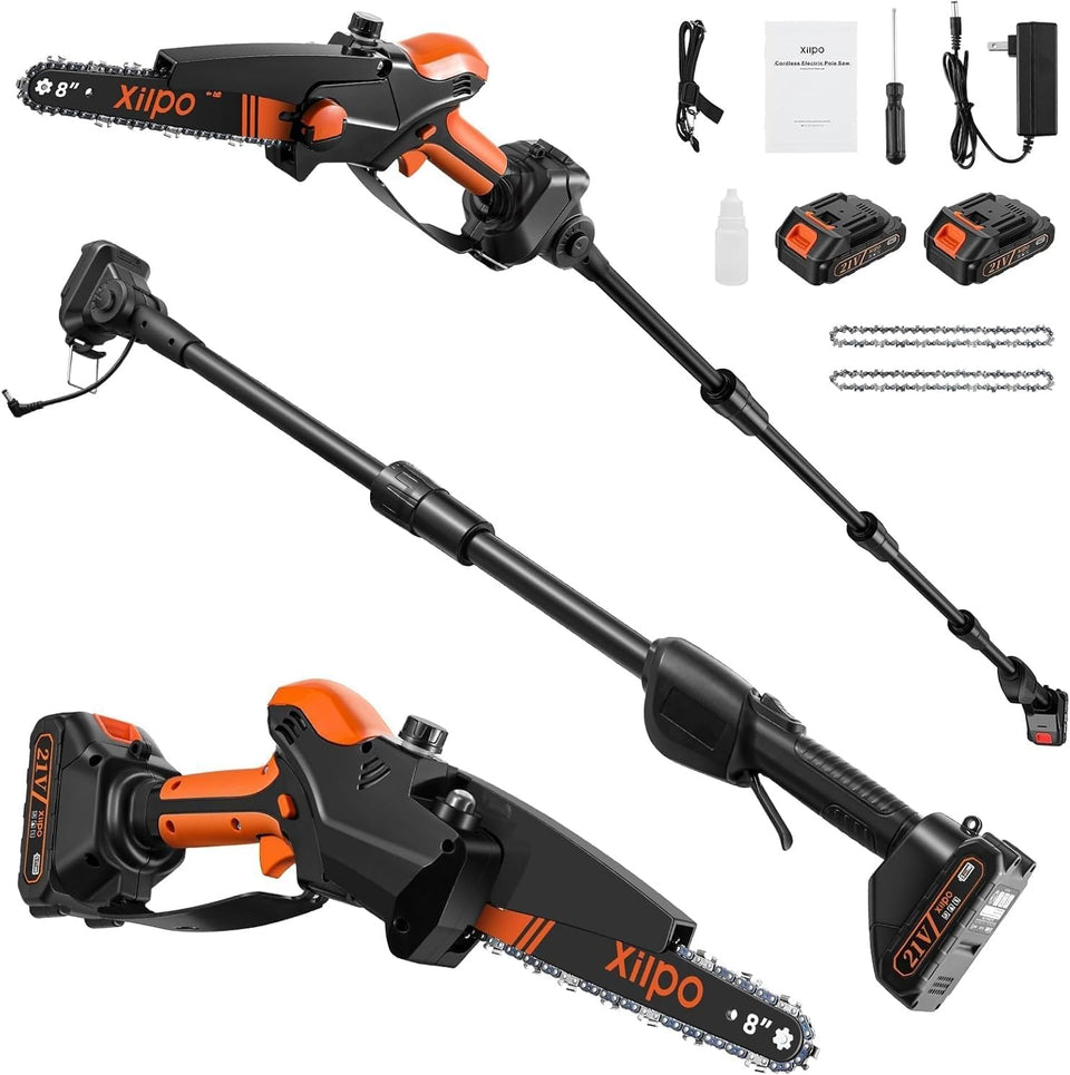 Xilpo 2-in-1 pole saw extended reach for ground pruning.