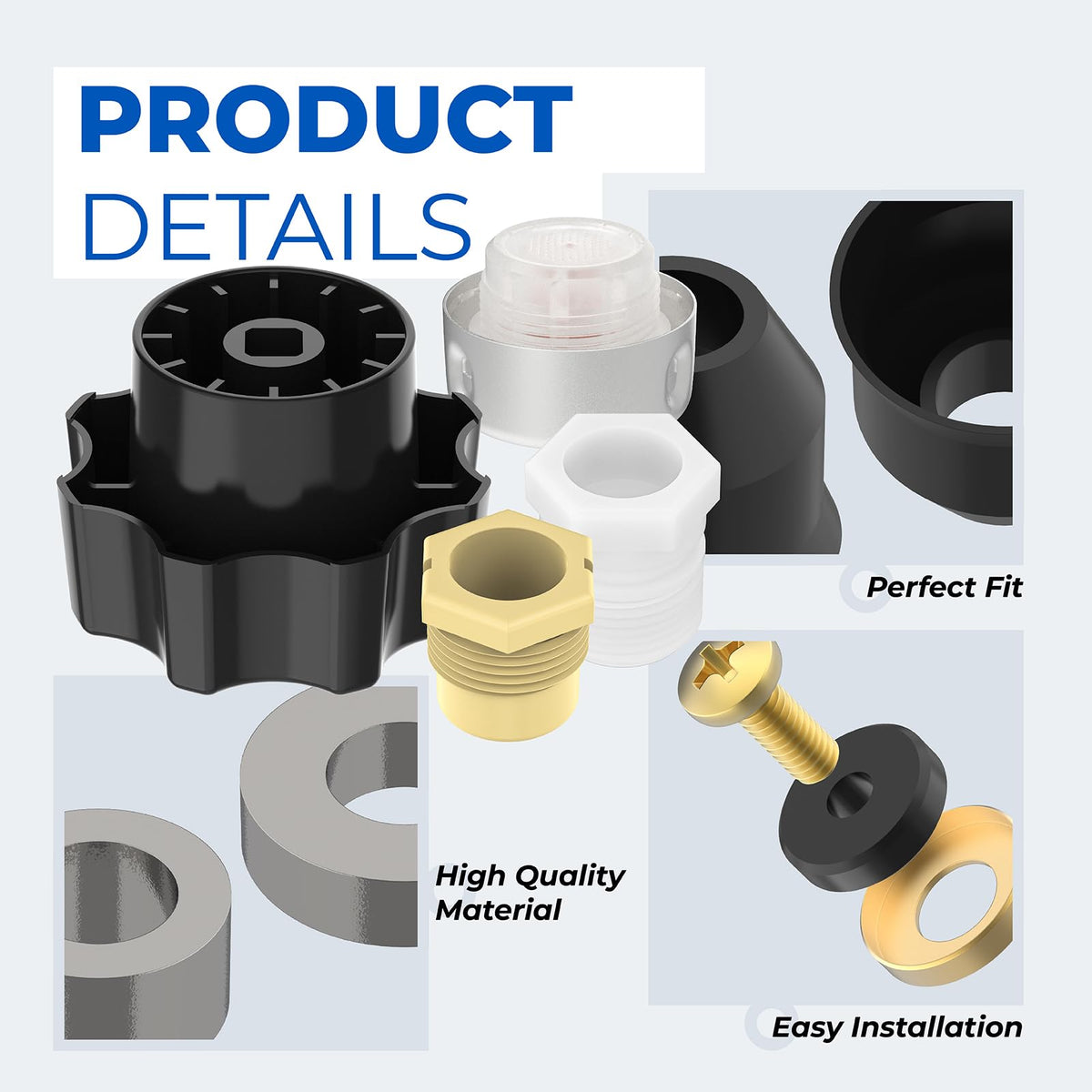 Xinafan outdoor faucet repair kit components laid out for easy maintenance.