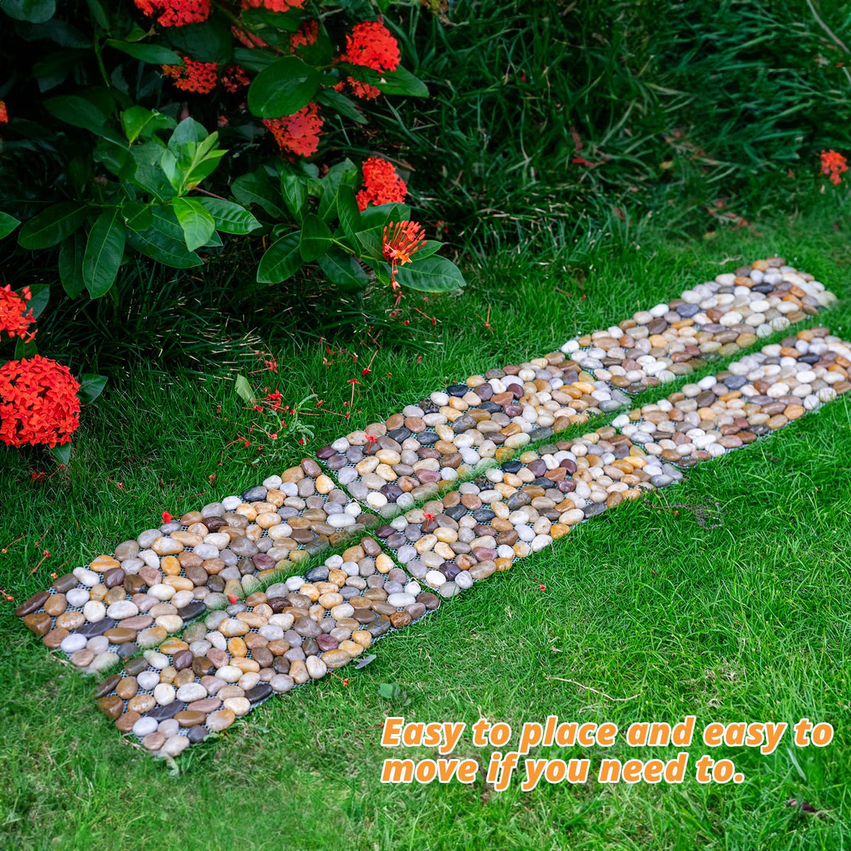 Xindian rectangular stepping mats are easy to rearrange for seasonal layouts