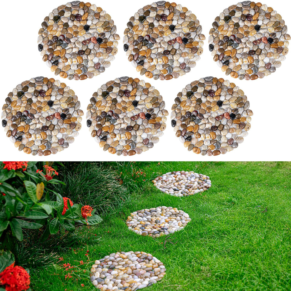 Xindian natural river rock stepping stones, round 9-inch mats create pristine lawn paths