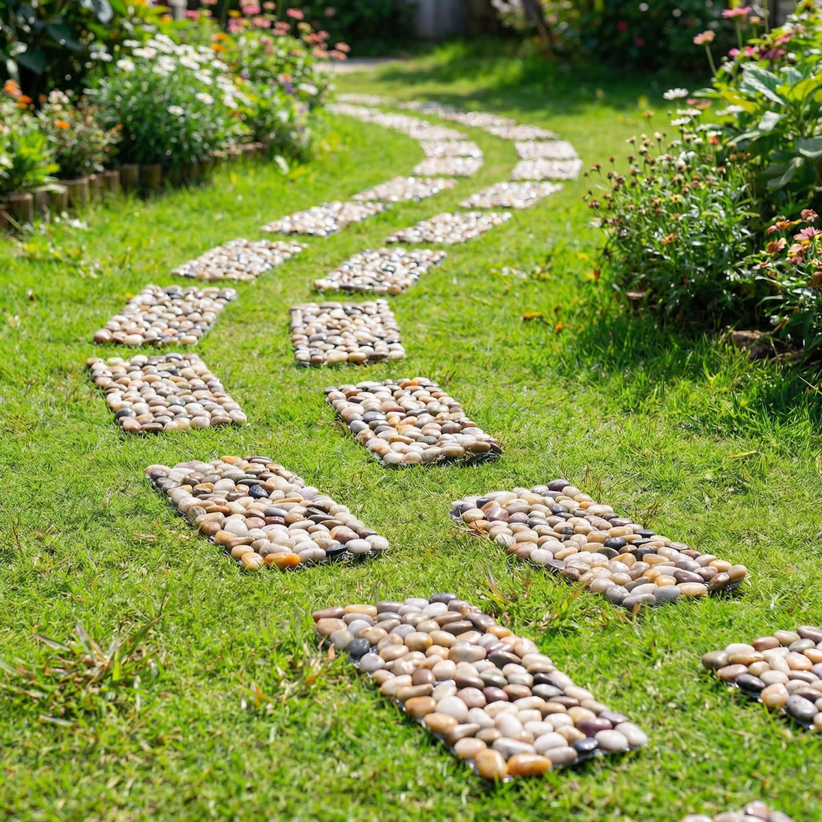 Xindian river rock mats help keep paths clean in rain or mud