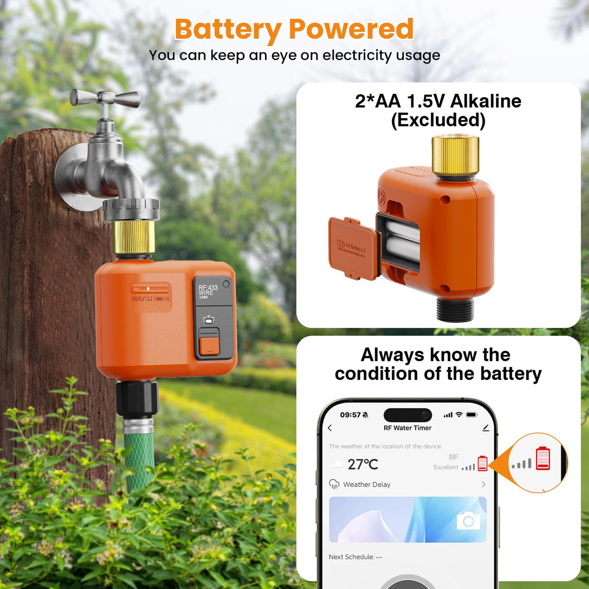 XinFuture dual-zone-watering enables tailored schedules for lawn and beds.