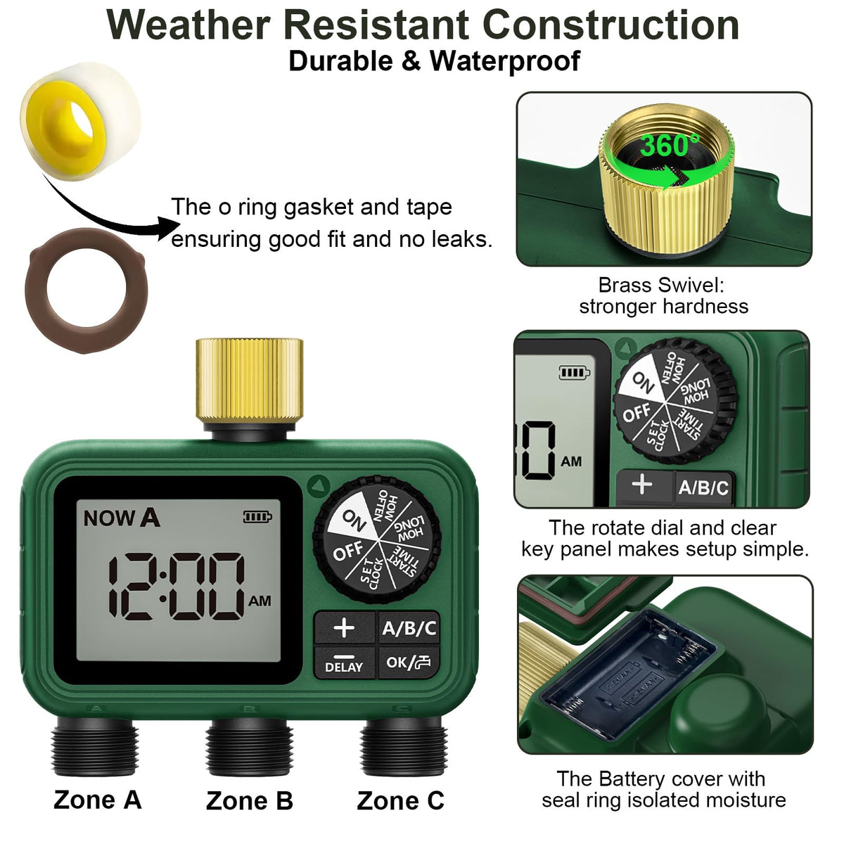 XinFuture three-outlet setup simplifies watering multiple zones at once.