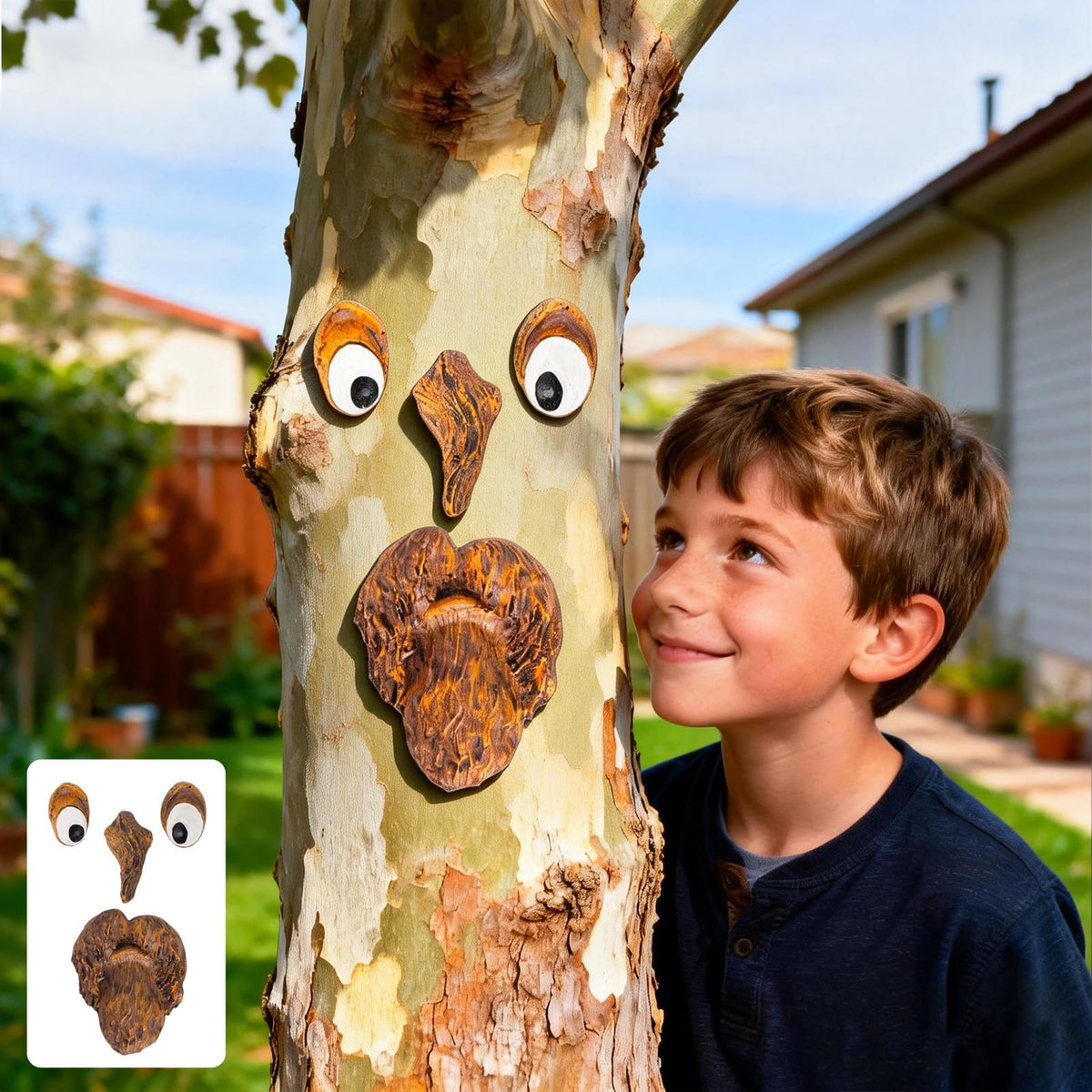 Xinhaus tree face decor old-man-style-2 enhances curb appeal and conversation
