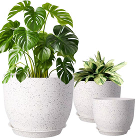 XINHUISHQZ 10-inch pot with granite-look exterior, ideal for stylish indoor plants