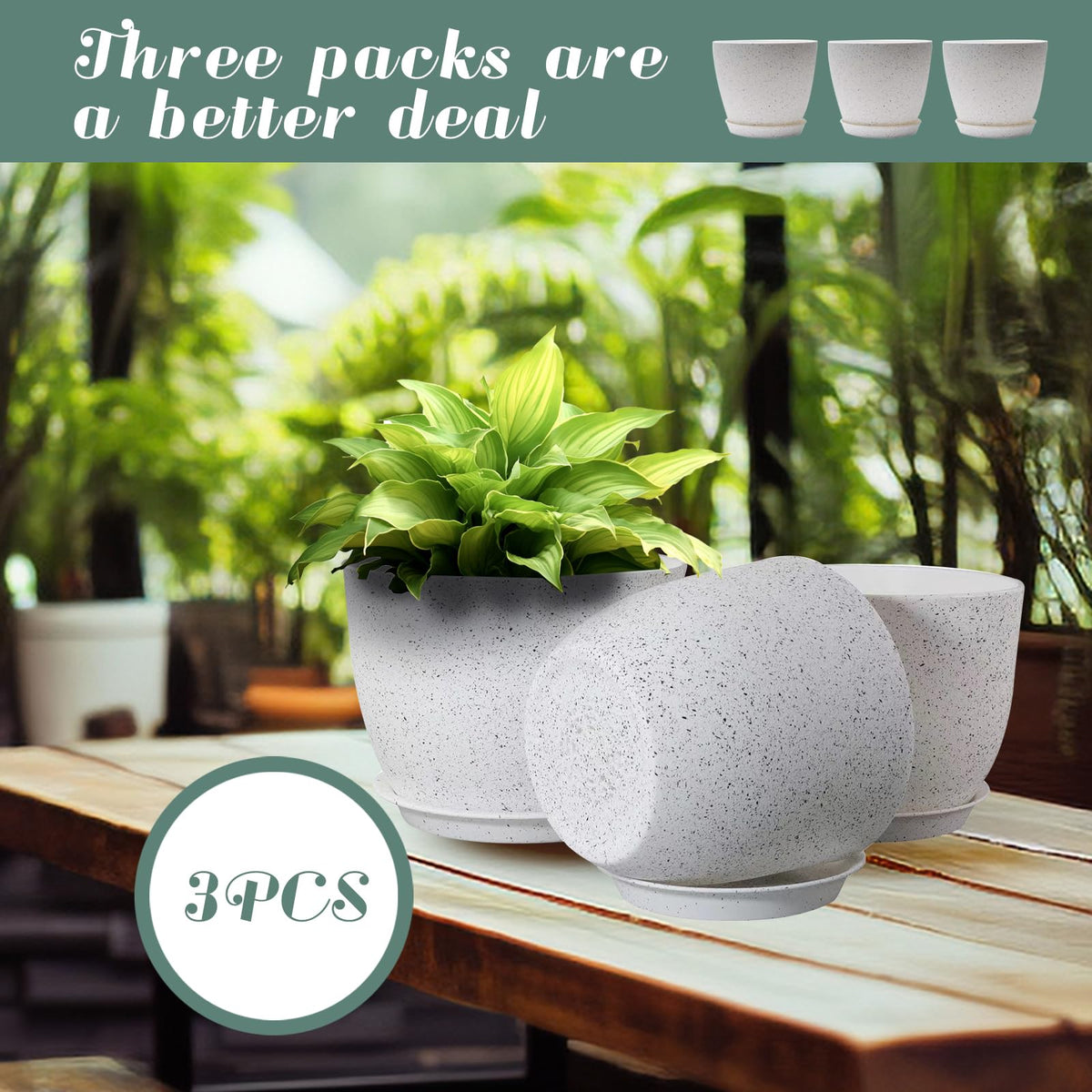 XINHUISHQZ 9-inch pot granite-look, great for medium indoor greenery