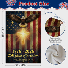 XINNK eagle-cross detail highlighting faith and patriotism in the flag.