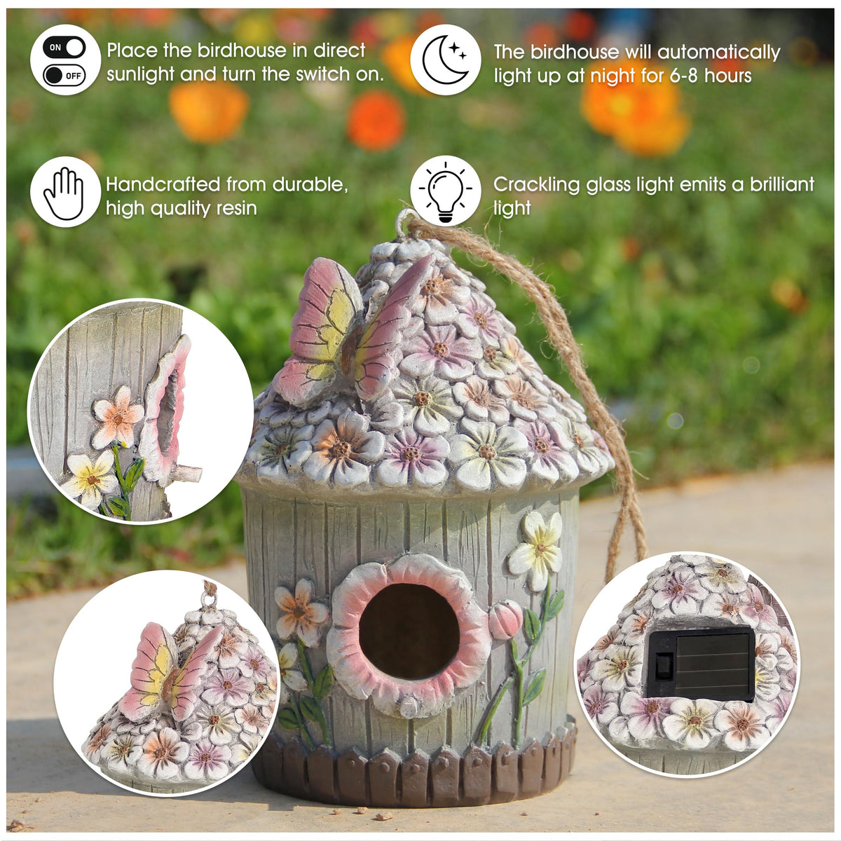Xintim bird house entrance detail, 1.1 inch opening for small species.