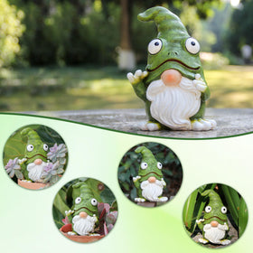 Xintim green gnome decoration ideal for garden centerpieces and shelves