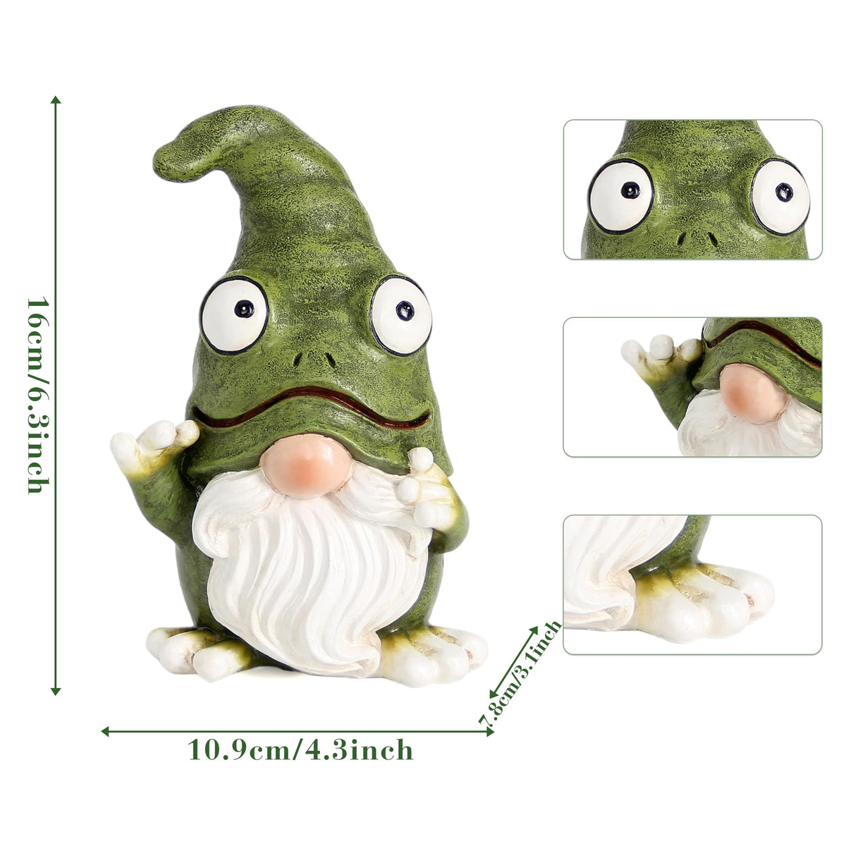 Xintim resin frog-gnome figurine bright green for outdoor decor