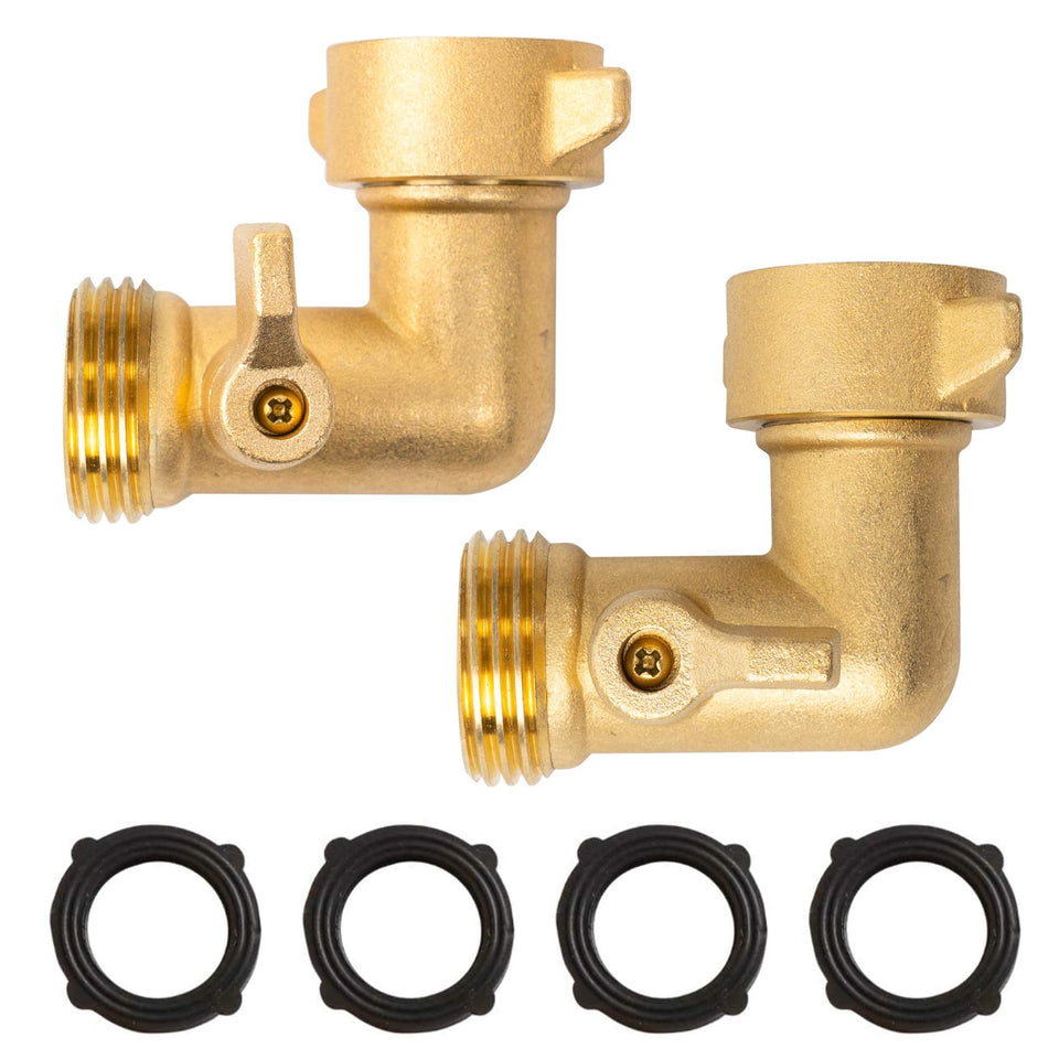 Xiny Tool 90-degree hose adapter in brass for tight corners and easy reach