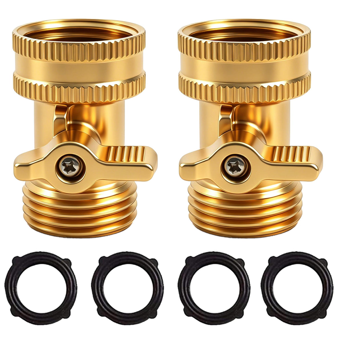 Xiny Tool brass garden hose shut off valve pack close-up showing durable construction